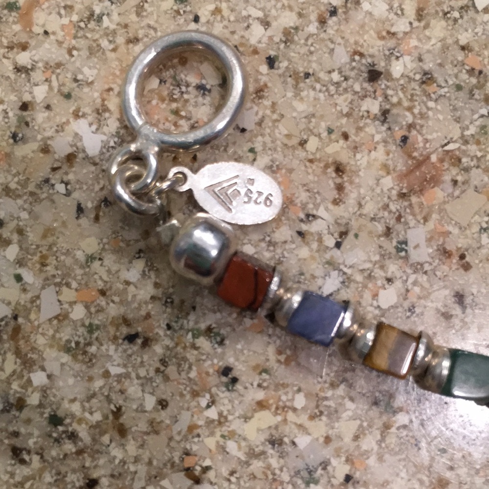 .925 silver & semi precious stones toggle bracelet